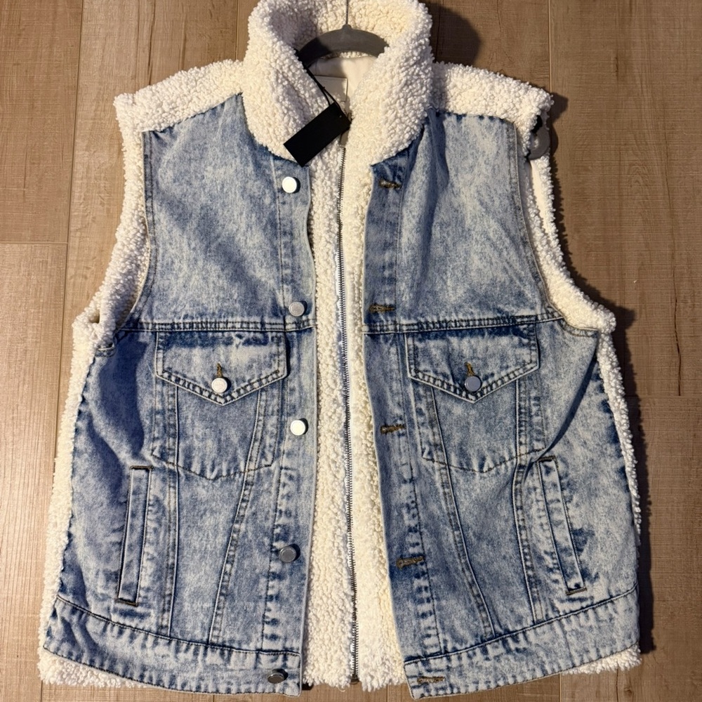 BLANKNYC Denim & Fleece Snowbank Vest NWTGS